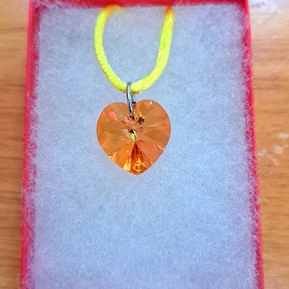 Jewelry - Candy Corn Crystal Heart Necklace